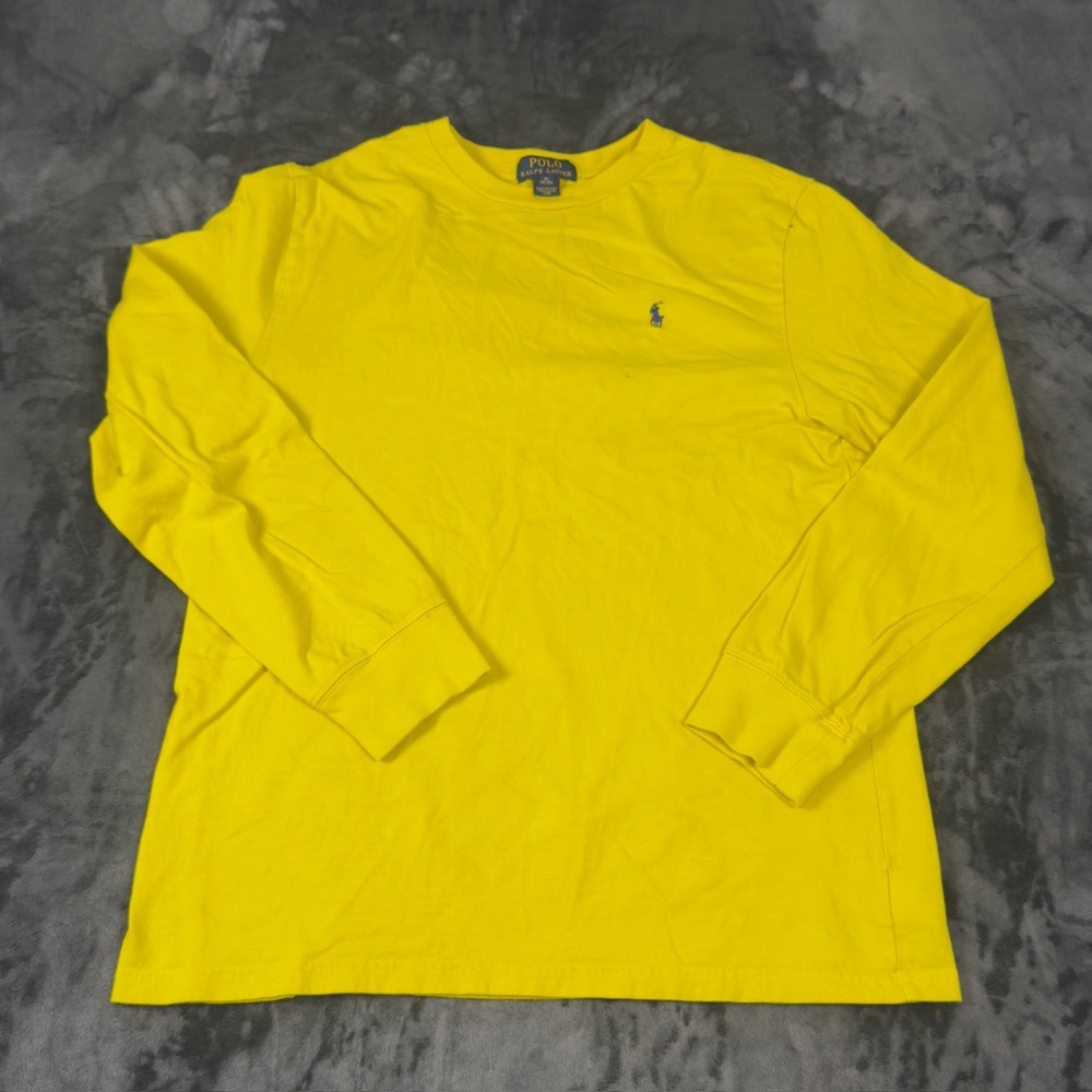 Polo Ralph Lauren Long Sleeve T-Shirt Boys XL Yellow Cotton Pony Logo